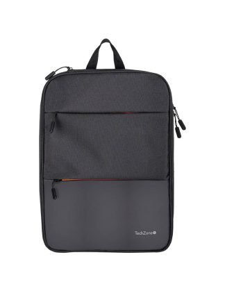 Backpack EXPAND TZLBP14 TECHZONE de 16 pulgadas color negro, múltiples compartimientos, garantía limitada de por vida