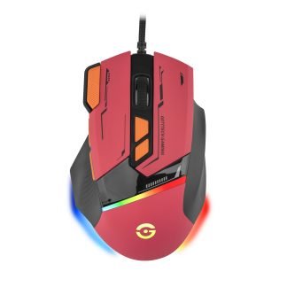 GETTTECH MOUSE GAMER, SENSOR 725F, ILUMINACION RGB PERSONALIZABLE, HASTA 7200 DPI, COLOR ROJO NARANJA, MOD. GPM-RGBWR-G1-RD