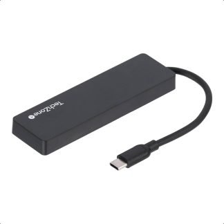 Hub TZACHB01 TechZone CONNECT HUB 3.0 4 EN 1 USB 3.0 , color negro, conexión USB tipo C