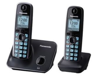 PANASONIC 2 Telefonos Inalambrico, Pantalla de 1.8, Ecualizador, Alarma, bloqueo de llamadas, Altavoz, negro