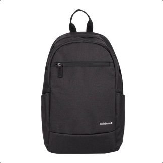 Backpack Basic Black TechZone TZLBP15  15.6 pulgadas, color negro, 2 bolsos laterales y 1 frontal, tirante acojinado. GARANTIA LIMITADA DE POR VIDA