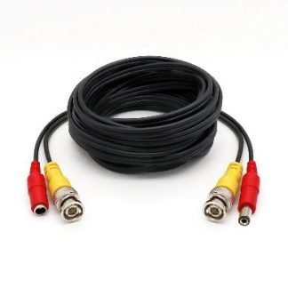 CABLE COAXIAL SIAMES PARA CCTV, CATV, DE 15 MTS, INCLUYE CONECTORES DE VIDEO Y ENERGÍA PRE-ENSAMBLADOS, NEGRO, BROBOTIX 764731