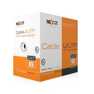 Bobina de Cable Cat.6 UTP, revestimiento tipo CM, 305M, Gris Professional 100% Cobre 24AWG