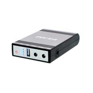 Mini UPS FORZA 24W (DC-140USB), Batería de Litio 4000mAh, Salidas 5V/9V/12VCC y USB, Protección Sobrecargas, Color Negro